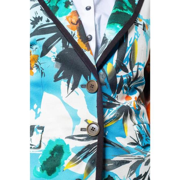 Etro Vintage Blue and Orange Printed Stretchy Blazer - Picture 9 of 9